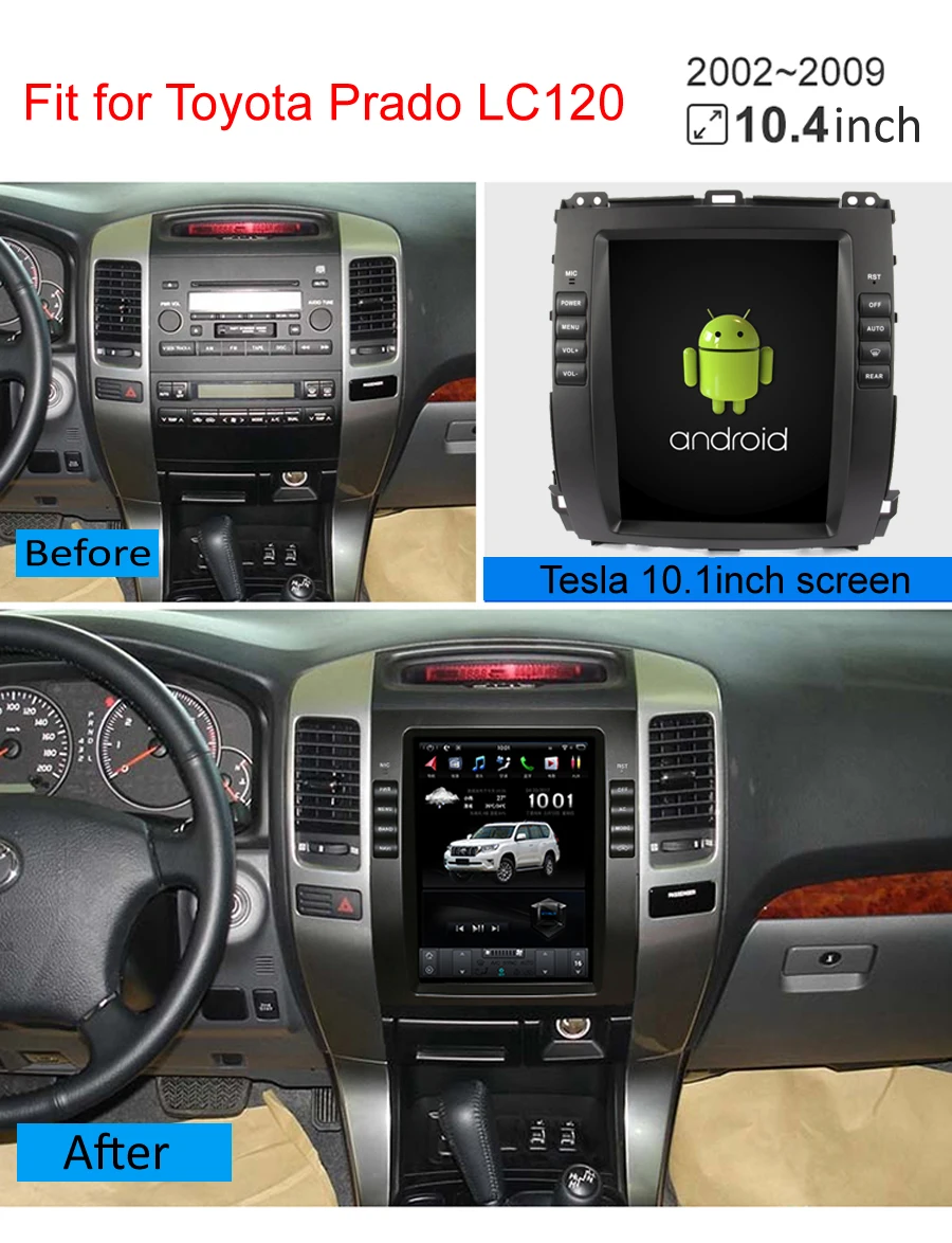Discount Navirider android 7.1 radio tape recorder 4-Core 32gb ROM tesla vertical screen for Toyota Prado 04-08 low level headunits BT 1