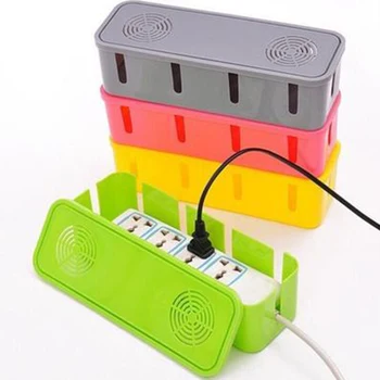 

2pcs Power Strip Cord Socket Storage Boxes Cable Manager Heat Emission Hole Container Dustproof Safety Socket Case