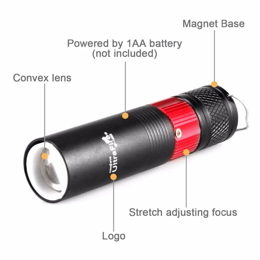 Ultrafire with magnets Three light source flashlight 14500 battery Zoomable flashlight aluminum tactical flashlight Luz torch la