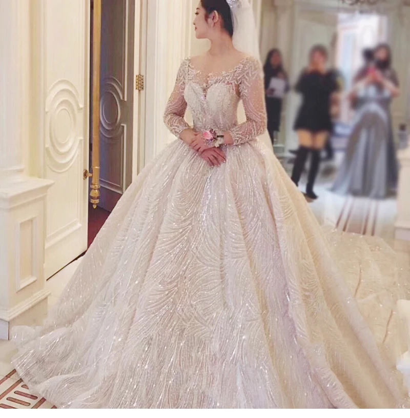 Vestido De Noiva роскошное свадебное платье с длинным рукавом, платье размера плюс, винтажное мусульманское свадебное платье с украшениями