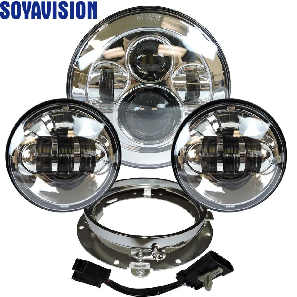

Headlight For Universal Motorcycle Parts 7" LED Motor Headlight 4.5" 4 1/2 inch Passing Light For Harley Touring Softail Classic