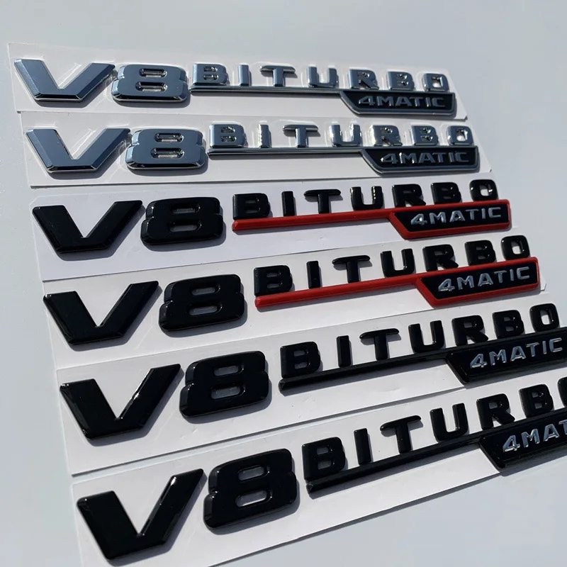Gloss Black BITURBO 4MATIC Letters Badge Emblem Sticker 2pcs for Mercedes-Benz