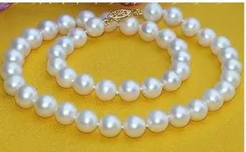 

Women Gift Freshwater 20'' 9-10MM cultured WHITE pearl necklaceGenuine Selling Huge