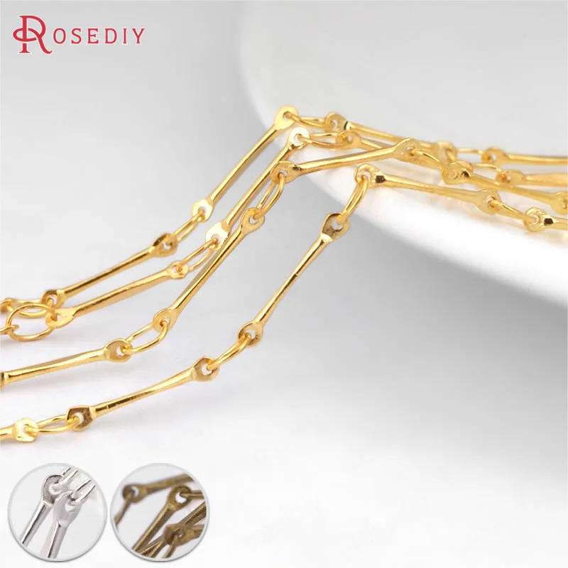 (21349)2 meters 2-2.5MM Gold Color Plated Copper Rod Link Chains ...