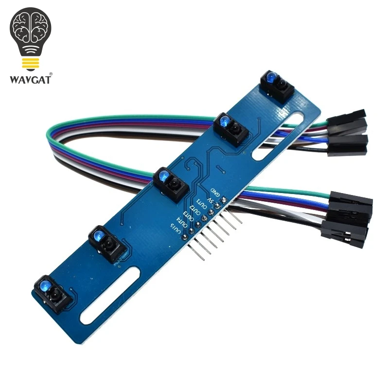 

WAVGAT 5 Channel Infrared Reflective Sensor TCRT5000 IR Photoelectric Switch Barrier Line Track Module Obstacle Avoidance Sensor