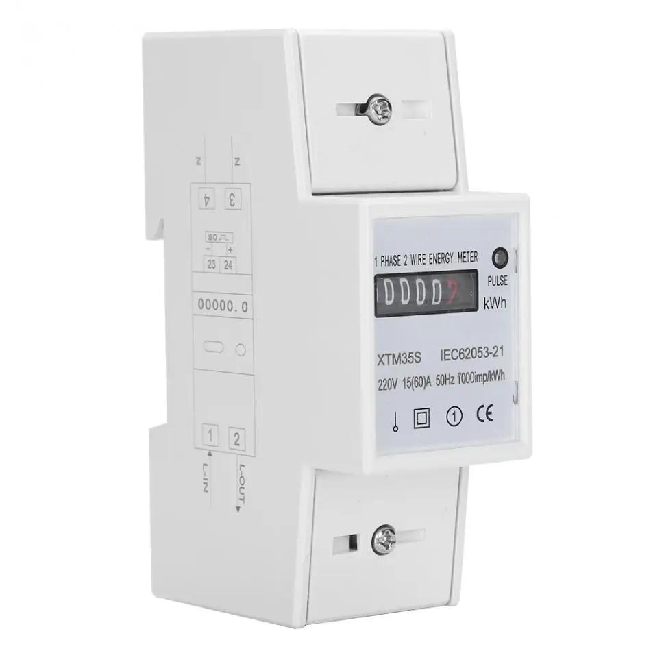 XTM35S 220V цифровой 2P din-рейку Электрический счетчик электронный счетчик, кВтч инструменты