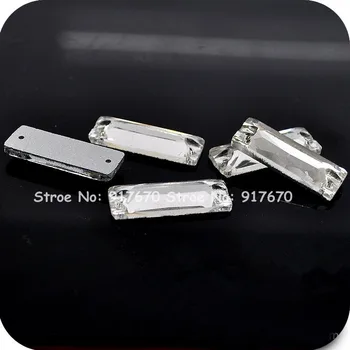 

240pcs 8x24mm Top Quality Rectangle Silver Base Glass Rhinestones sew on Wedding Dress