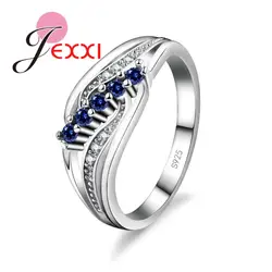 Модное кольцо серебро 925 пробы серебра с модным фианитом Кристал для свадьбы, помолвки, кольца для Для женщин ко Дню Святого Валентина