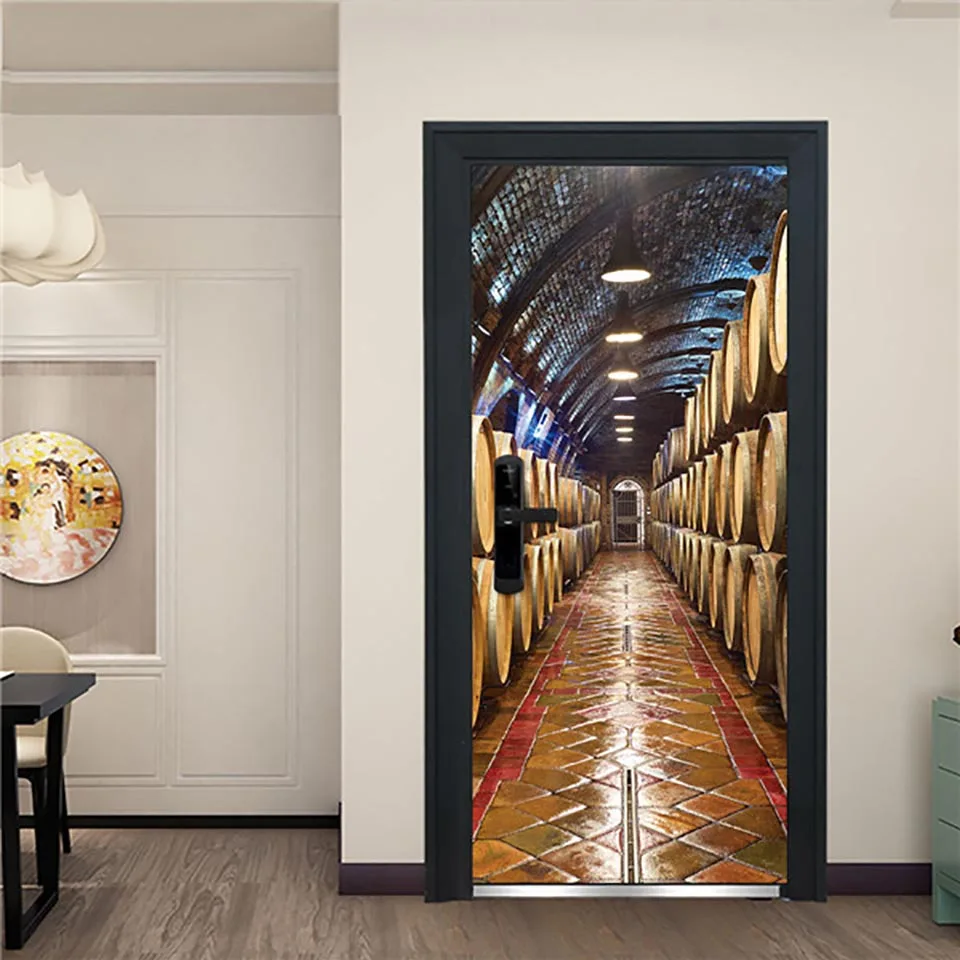 

Self Adhesive 3d Door Sticker Home Decor Scenic Forest Waterproof Wallpaper Print Pictures Wall Art Renovation For Living Room