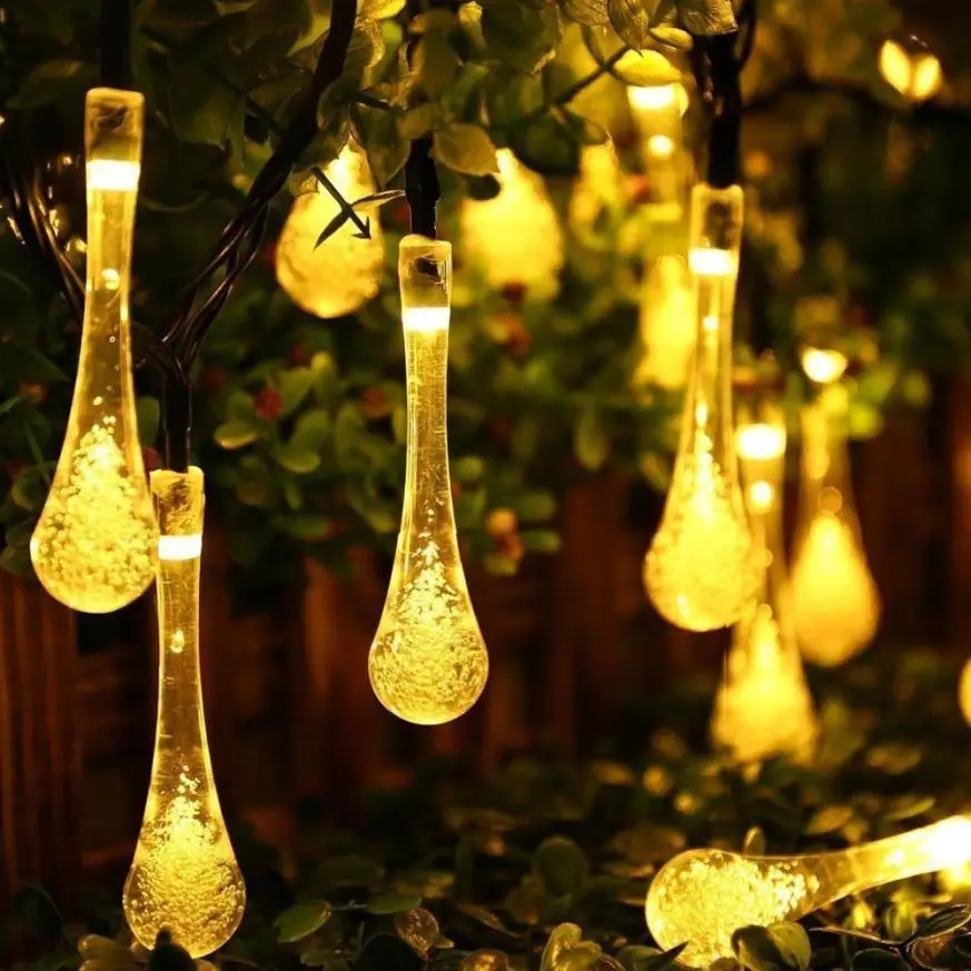 NEW String Light Outdoor Garden Party 20 LED Teardrop Solar Powered String Fairy Lights For drop