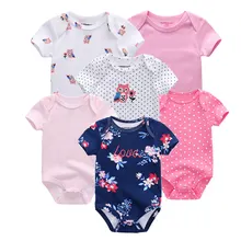6 шт./лот, г. Одежда для новорожденных девочек одежда с короткими рукавами и принтом для маленьких мальчиков Roupas de bebe Junmsuit, комплекты одежды хлопок