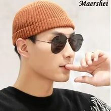 MAERSHEI зима корейский для мужчин вязать шляпа Открытый путешествия в полоску Теплые шапки может быть