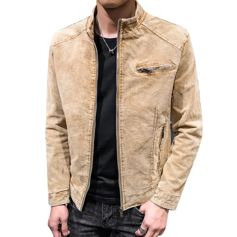 khaki colored denim jacket