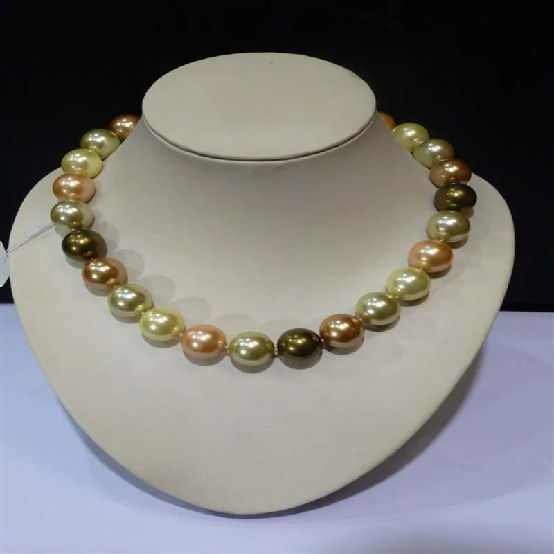 

Boutique fashion lady 16MM color green beads necklace