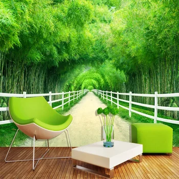 

Custom 3D Photo Wallpaper Mural Bamboo Forest Fence Path Fresh Living Room Sofa Decoration Fresco Wall Cloth Papel De Parede 3D