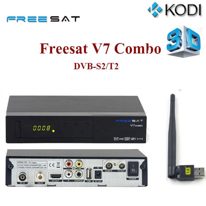  [Genuine] Freesat V7 Combo DVB S2 + DVB T2 Satellite Receiver with PowerVu Biss Key Cccam Newcam Youtube USB Wifi Set Top Box 