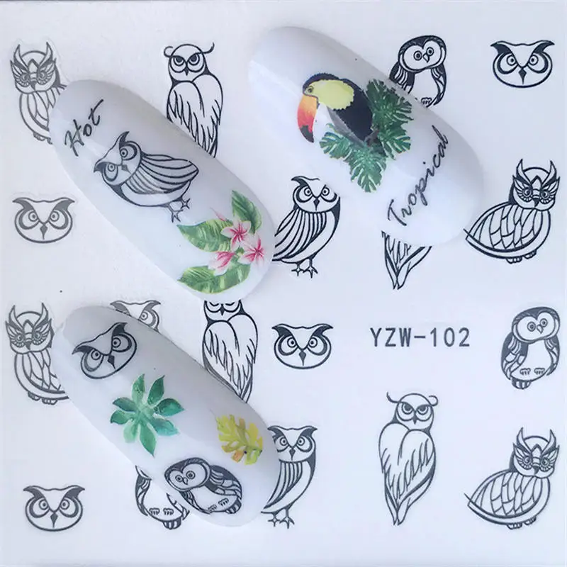 1 лист наклейки для ногтей Бабочка Лето Красочные переводные наклейки для ногтей УФ-гель лак DIY наклейки - Цвет: YZW-102