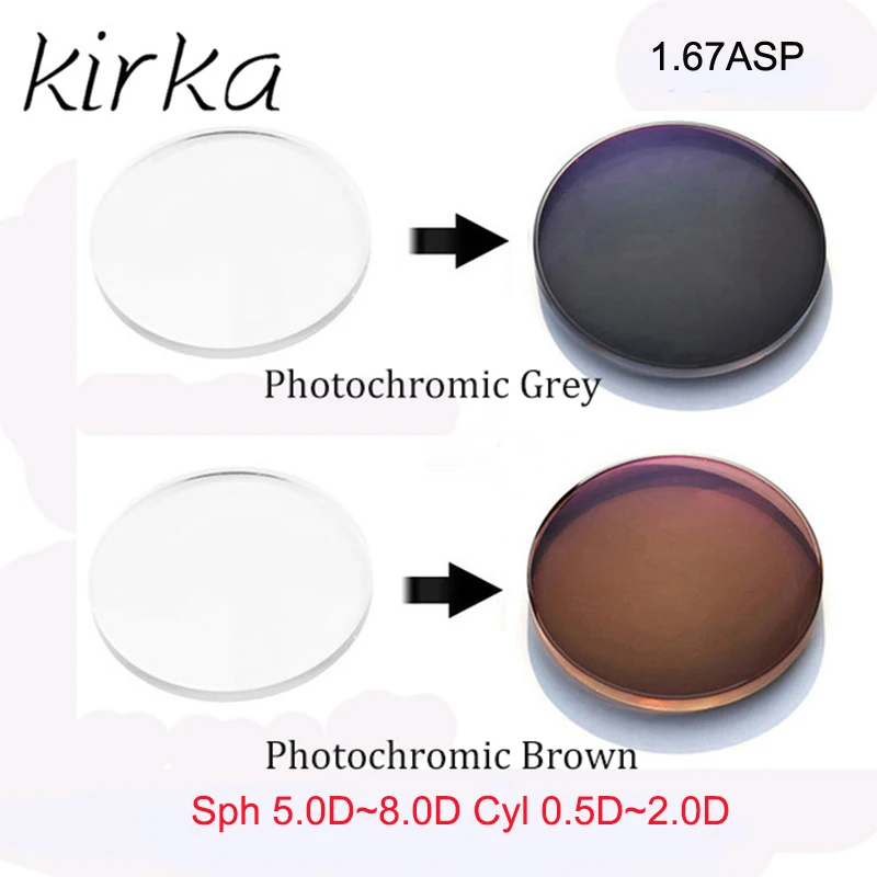 Kirka 1.67 Transition Lens Clear Lens Glasses Colored Optical