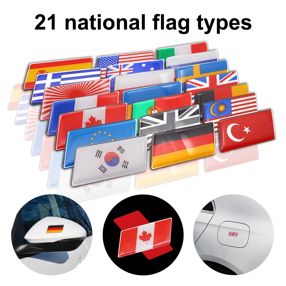 

Aluminum alloy epoxy Germany England Australia France Russia Spain Sweden Canada Portugal Flag Badge Emblem Car Sticker Decal