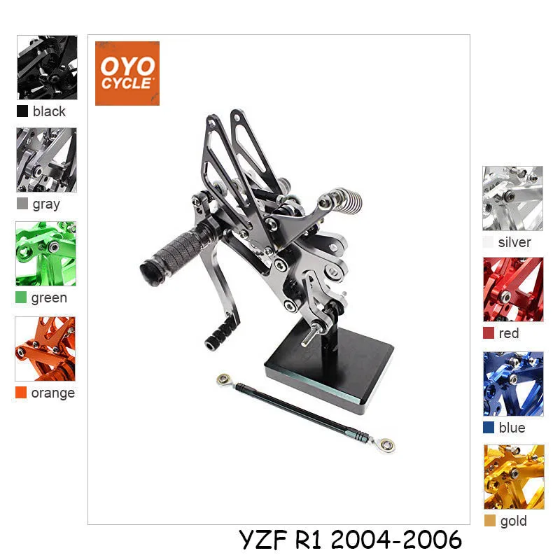 

CNC Adjustable Rearsets Foot Rest Foot Pegs Foot Rests For Yamaha YZF R1 2004 2005 2006