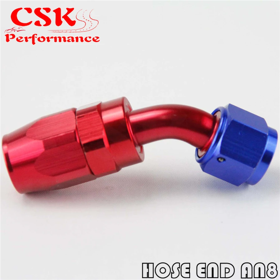 1X Aluminum AN8 45 Degree Swivel Oil Fuel Line Hose End Fitting Adapter BK / BL