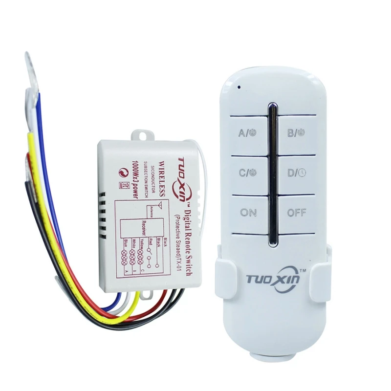  220V Wireless Remote Control Switch ON/OFF Lamp Light Digital Wireless Wall Remote Switch Receiver  - 33050195113