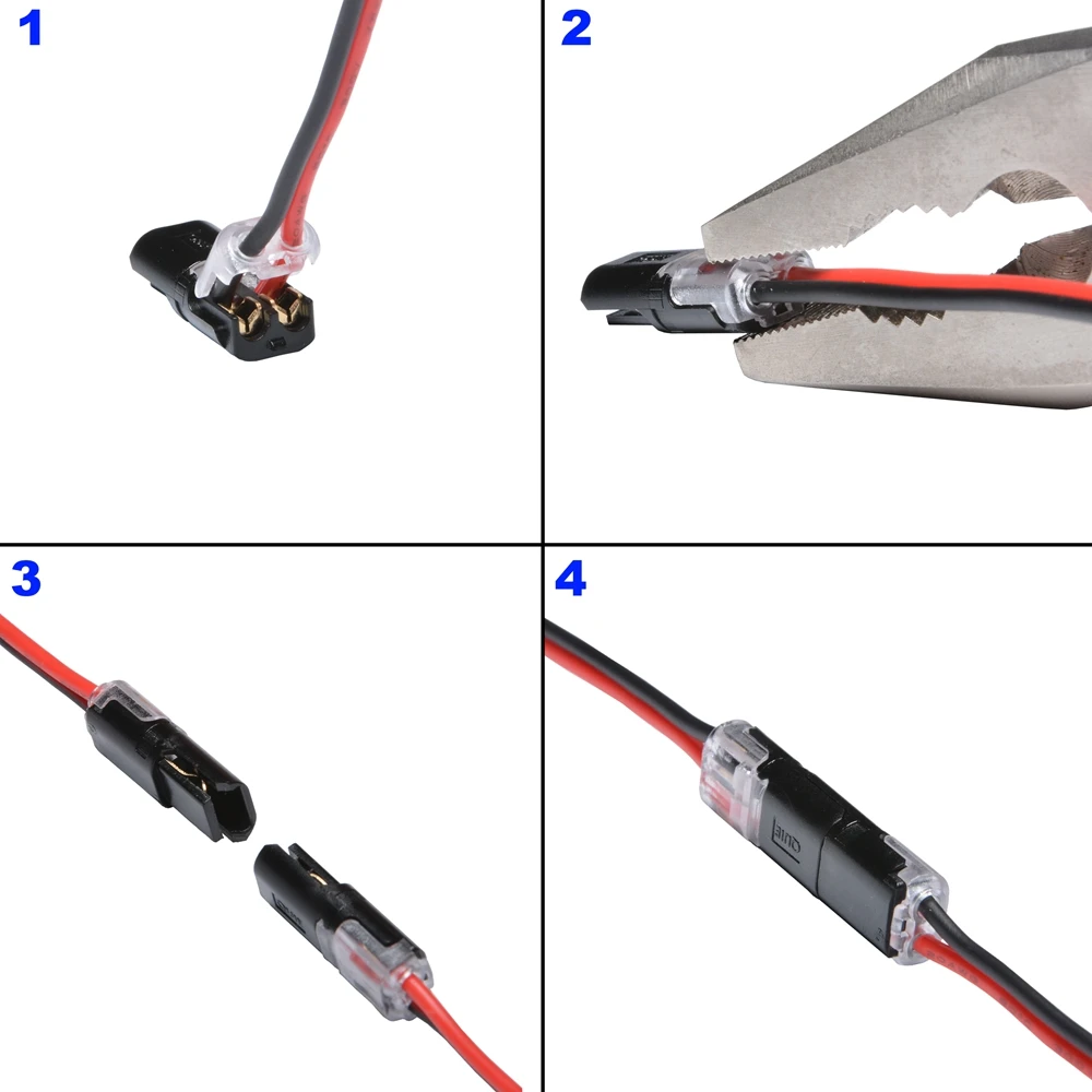 10 шт. 2pin электрические кабельные наконечники на весну Быстрый провод подключения разъема подключения обжимных разъёмов, коннекторов для кабеля 22-20AWG