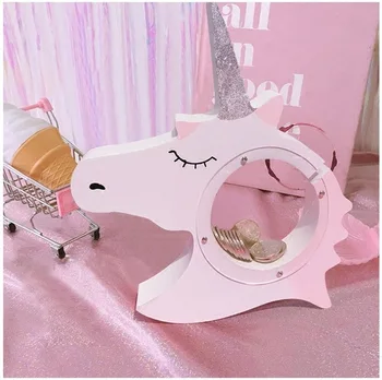 

Nordic Wooden Unicorn Piggy Bank Scandinavia Decoration For Kids Room Pink Money Box For Girl Room Decor Scandinavia Decor