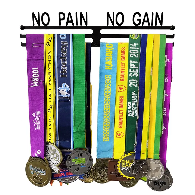 Нет боли Нет усиления дисплей бегущая спортивная медаль за марафон вешалка