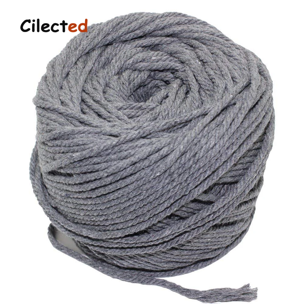 

Cilected Macrame Cord Gray 4mmx100m Natural Cotton Wall Hanging Tapestry Plant Hanger Crocheting DIY Craft Making Knitting Rope