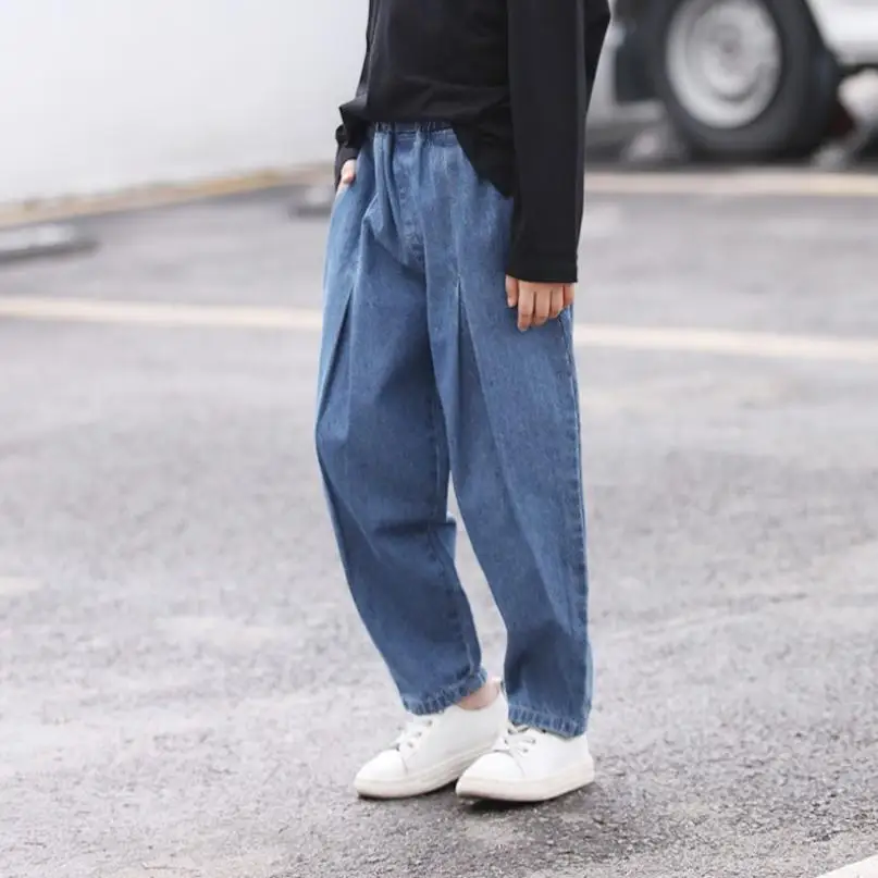 Children's denim pants Autumn new high waist girls jeans casual loose old pants modis kids clothes harem jeans Y1789