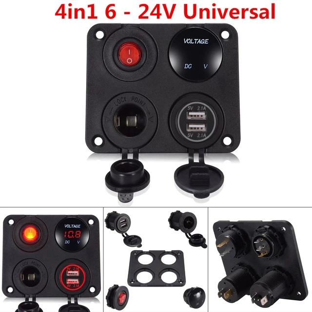 Best Price 4 in 1 Universal Auto Switches 6-24V Red LED Dual USB Port Car Charger + Voltmeter + 12V Power Socket with On-Off Switch Best Price 4 in 1 Universal Auto Switches 6-24V Red LED Dual USB Port Car Charger + Voltmeter + 12V Power Socket with On-Off Switch