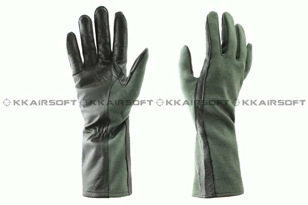military tactical gloves sports cycling leather tactical glove Nomex style tactical pilot gloves (OD Green BK) 4