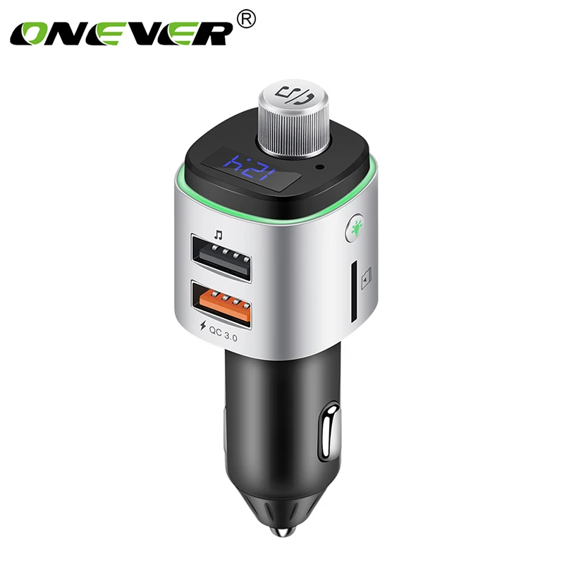 

Onever QC3.0 Fast charger Wireless Bluetooth FM Transmitter Modulator Car Radio Adapter MP3 Player Dual USB With Ambient Light