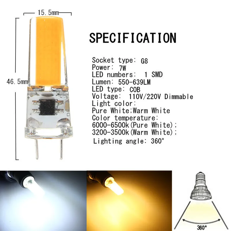 2,5 W светодиоидная лампа с регулируемой яркостью COB Светодиодный лампа E14 E12 E11 E17 G8 BA15D G4 G9 светодиодный светильник лампы заменить галогенные лампы Люстра светодиодный светильник