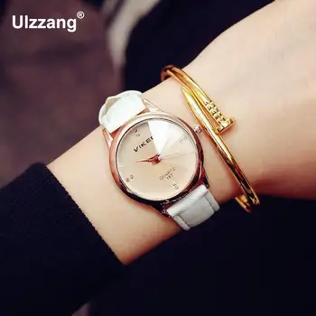 

Luxury Crystal Rose Gold Shell Diamond PU Leather Quartz Wristwatch Watch for Women Girls Ladies New Fashion