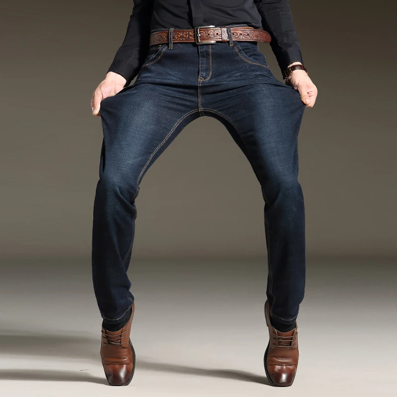 2017 новое поступление модные высокие Стрейчевые джинсы мужские джинсы тонкие промытые водой синие прямые джинсы мужские джинсы в стиле