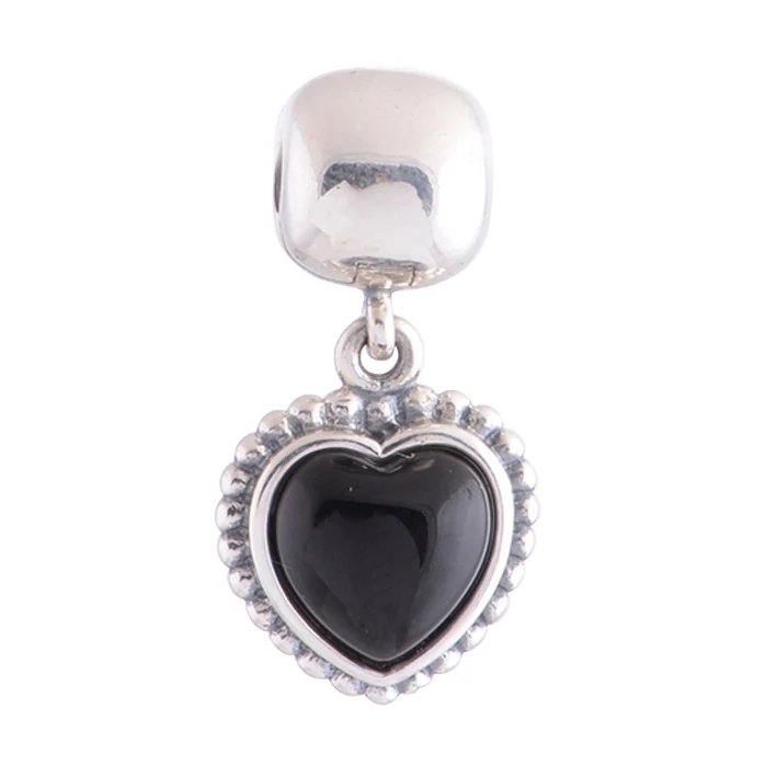 

HOT Fits Europe Charms Bracelet 925 Sterling Silver Black Statement Heart Clip Charm Pendant DIY Bracelets for Women Jewelry