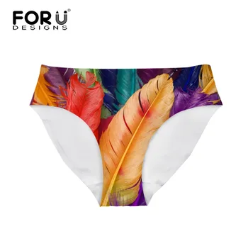 

FORUDESIGNS Colorful Feather Prints Ladies Underwear Seamless String Bragas Panties for Female Lingerie Sexy Soft Briefs Warm