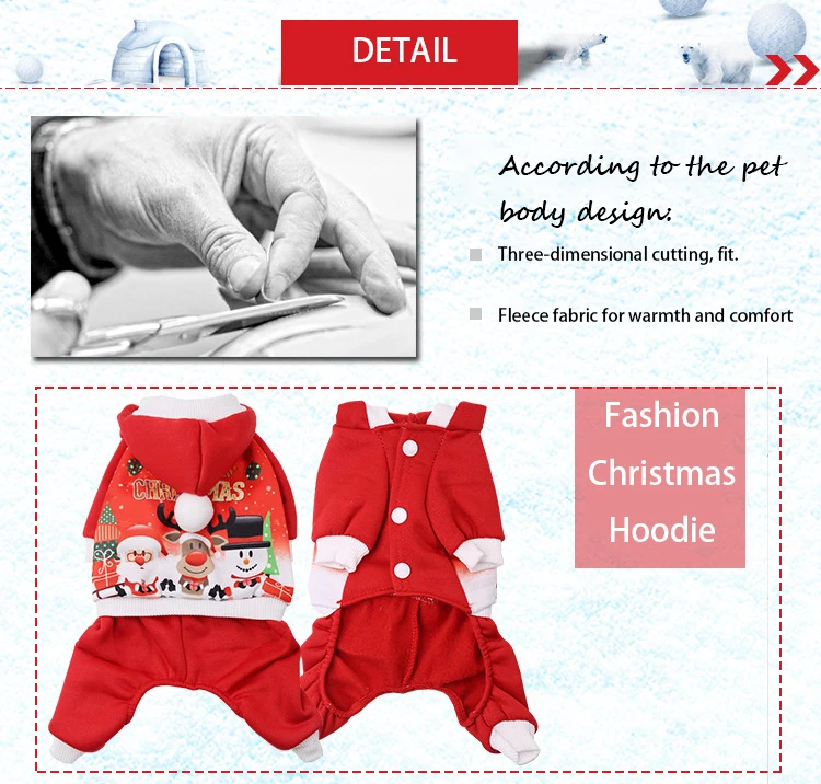 Christmas Dog Clothes Winter Hoodie Coat Santa Costume Cute Cartoon Clothes For Pet Puppy Kitty Cardigan XS-2XL