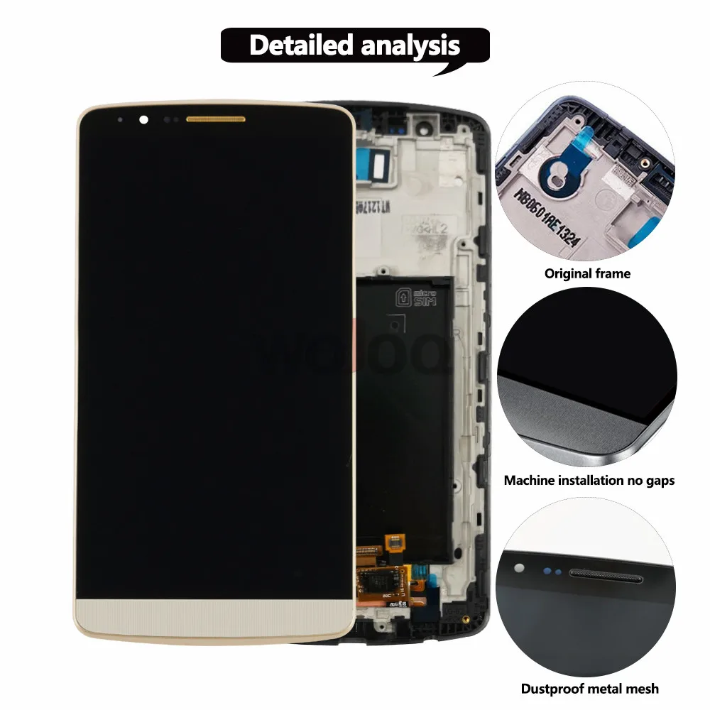 Pаспродажа Оригинальный экран для LG G3 lcd D850 lcd дисплей кодирующий преобразователь сенсорного экрана в сборе с рамкой Замена G3 D851 D855 lcd дисплей