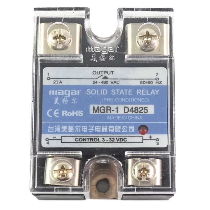 

1Pcs Solid State Relay MGR-25A DA DC-AC input 3-32VDC output 24-480VAC Control