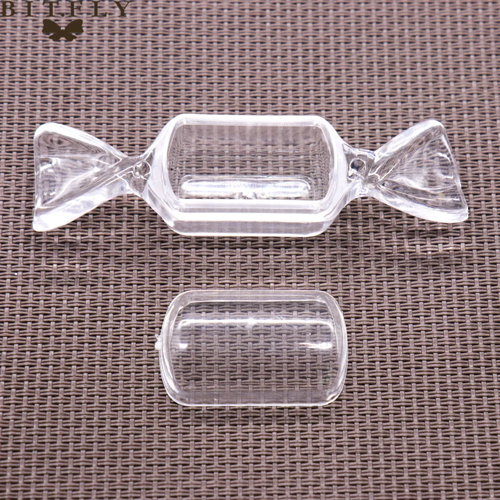 

50pcs Candy Shape Wedding Candy Box Wedding Birthday Acrylic Candy Box Transparent Plastic Storage Container Kids Gift