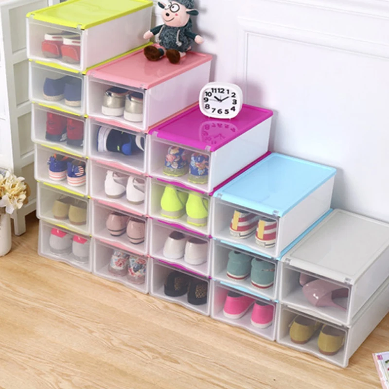 

33*21*13.5cm Plastic Transparent Shoe Box Thicken Combination Clamshell Stackable Storage Drawer Storage Tissue Box Household