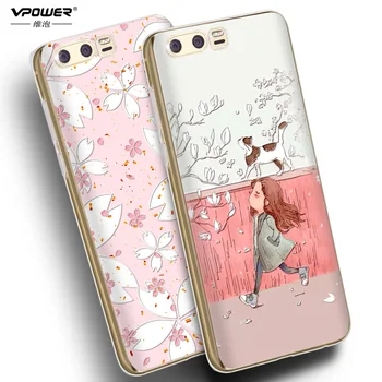 

For Huawei Honor 9 case soft silicone back cover Vpower Painting 3D Stereo Relief Cute cover for huawei honor 9 cases