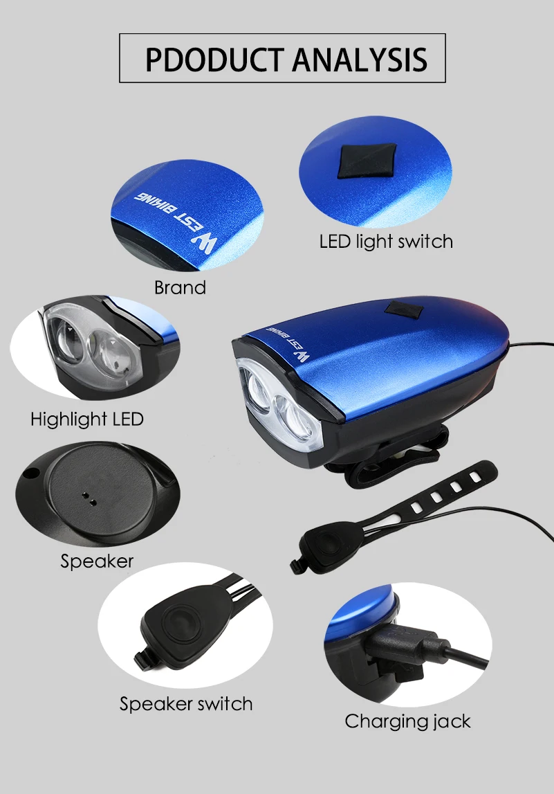 Excellent WEST BIKING Bike Bell Light 3 Modes Bicycle Headlight Bicycle Horn Waterproof Lamp USB Rechargeable 140 db Horn Front Headlight 14 Excellent WEST BIKING Bike Bell Light 3 Modes Bicycle Headlight Bicycle Horn Waterproof Lamp USB Rechargeable 140 db Horn Front Headlight 14
