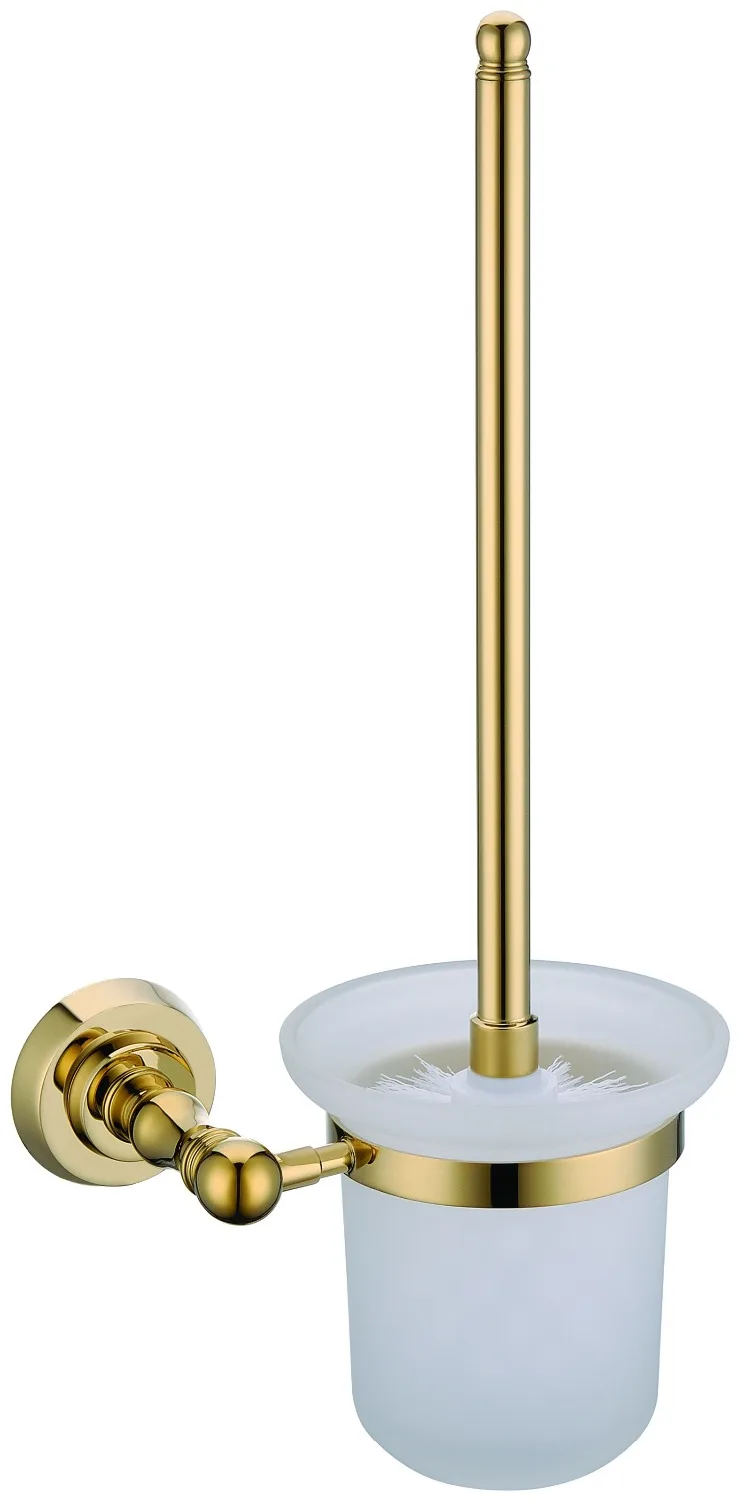 Free shipping gold round base toilet brush holder bathroom accessories