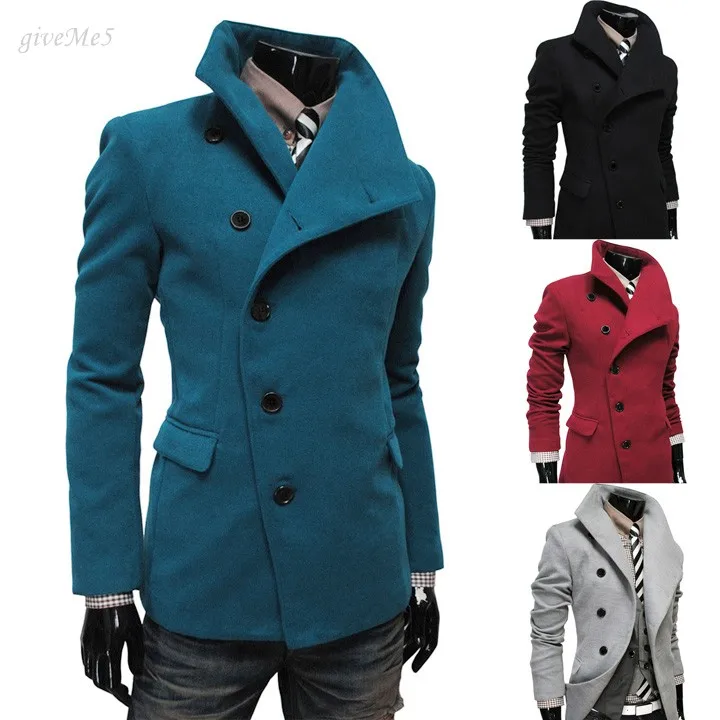 

Fashion Man Fitted Long Sleeve Woolen Jacket Winter Coat Thicken Blazer Lapel Coat Men's Warm Outerwear plus size B16