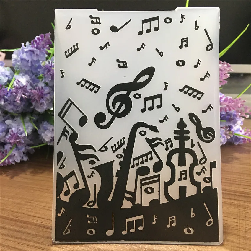 Музыкальная нотация пластиковая папка для тиснения для скрапбукинга фотоальбом изготовление бумажных карточек нот Декор тиснение ремесленный шаблон