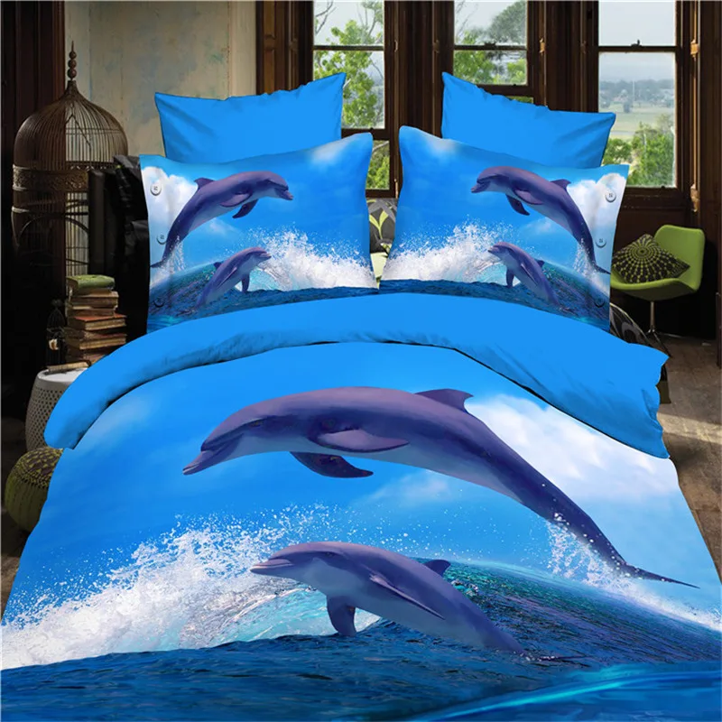 3d bed linens queen full size jump dolphin bedding set duvet cover dolphin sheet set